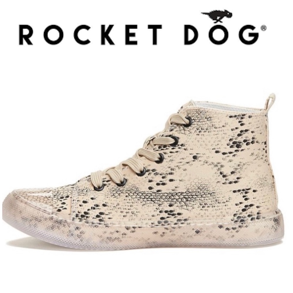 Rocket Dog Beige Snake-Print High-Top Sneakers